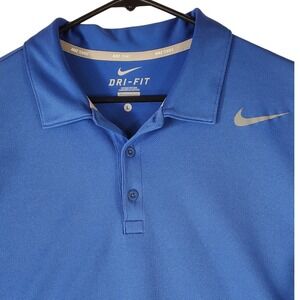 Nike Tennis Mens Dri-FIT Polo Shirt Blue Short Sleeve Swoosh Large